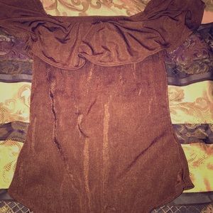 Ruffle off the shoulders body suit